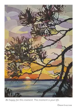 Rising Sun over Water and Trees "Be happy for this moment. this moment is your life." - Omar Khayyam