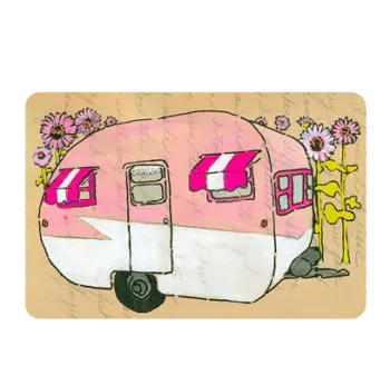 Vinyl Sticker of Pink Camper