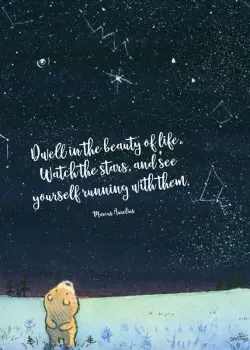 Little Bear Staring at the Stars in the Sky "Dwell in the beauty of life. Watch the stars, and see yourself running with them." - Marcus Aurelius