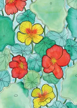 Yellow and Red Flower Bush Card