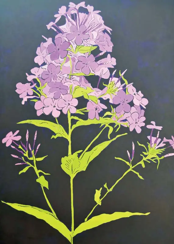 Purple flowers on black background