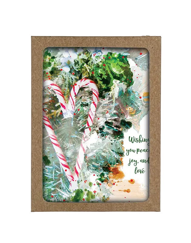 Box Set of Watercolor Candy Cane Cards