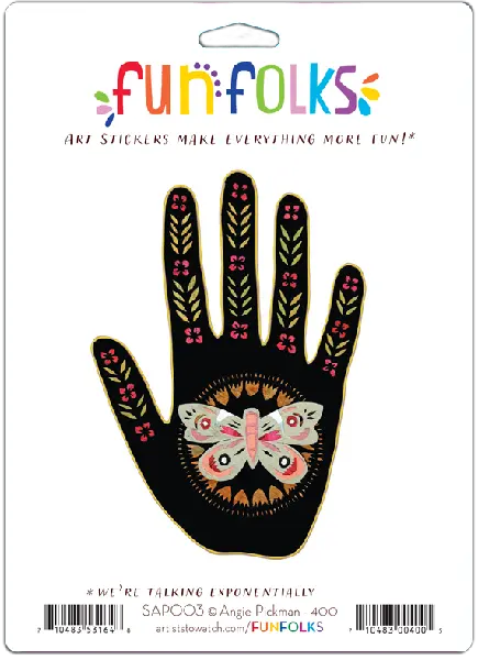 Vinyl Sticker of Hand with a Butterfly Design on the Palm