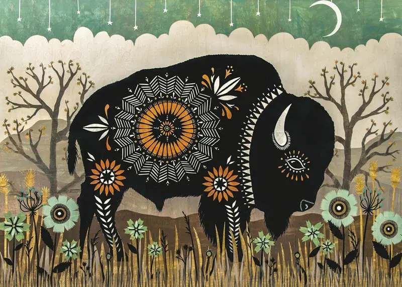 Buffalo with Orange Pattern on the Range