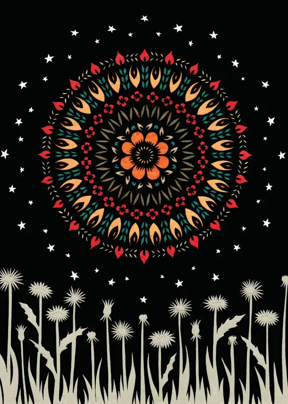 Abstract Red Moon at Night