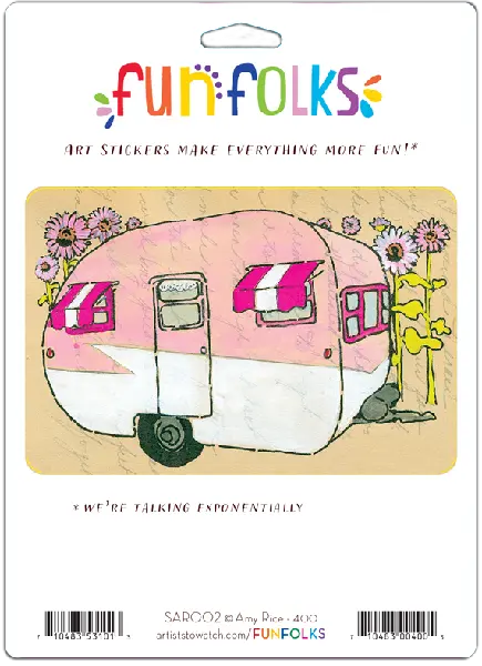 Vinyl Sticker of Pink Camper