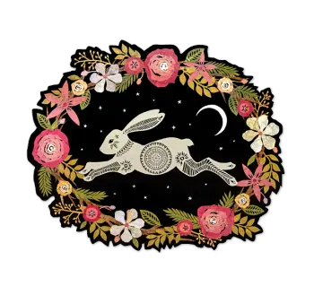 Vinyl Sticker of Bunny and Moon