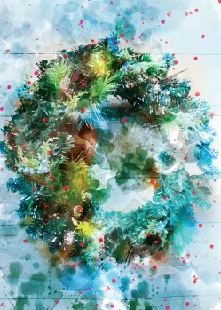 Watercolor of a Christmas Wreath