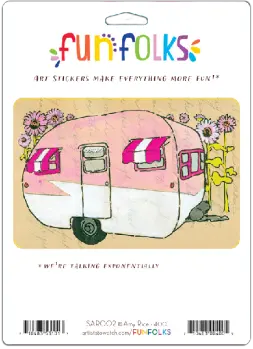 Vinyl Sticker of Pink Camper