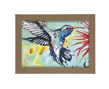 Box of colorful handpainted hummingbirds