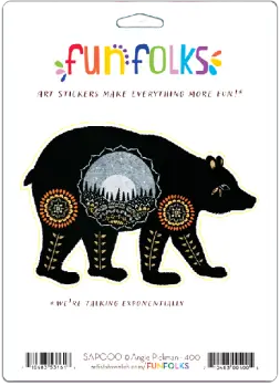 Vinyl Sticker of Black Bear with Design of Forest on It