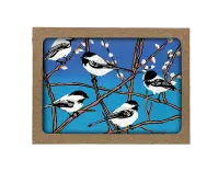 Box Set of Chickadees Sitting on Branches in the Winter