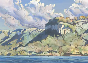 Tree Covered Cliffside by the Water