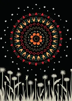 Abstract Red Moon at Night