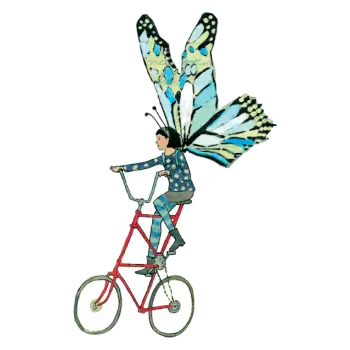 Vinyl Sticker of Butterfly Girl Riding a Bike