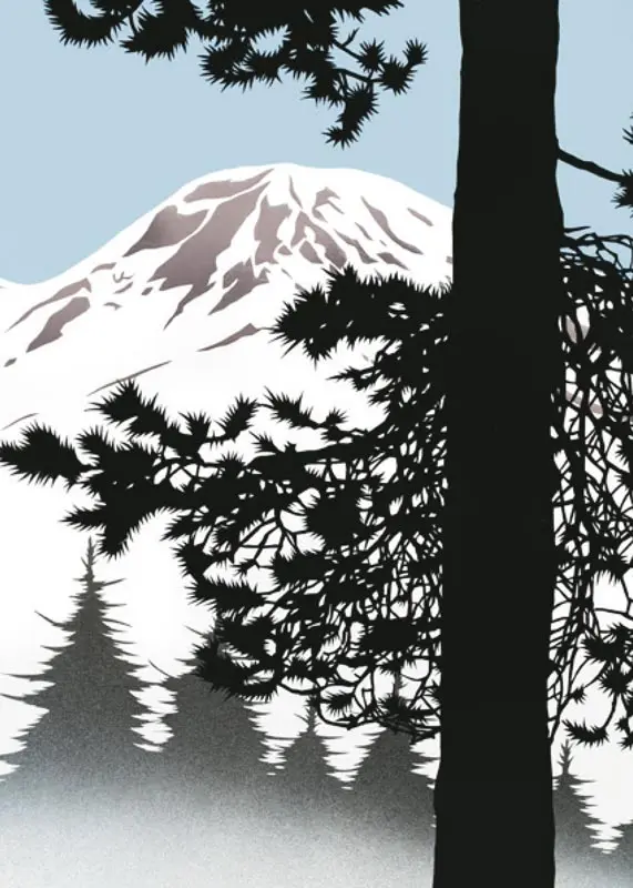 Hidden in the trees view of a mountain