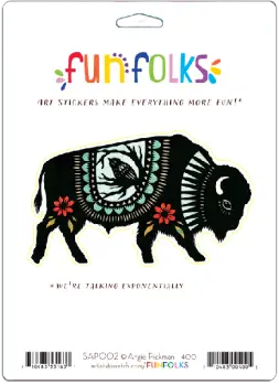 Vinyl Sticker of Black Buffalo with a Design of a Bird on It