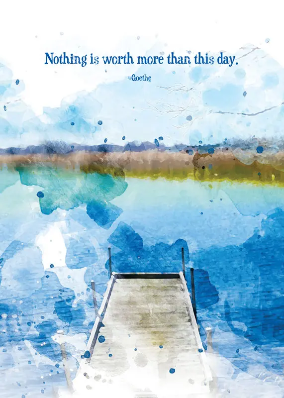 Watercolor of a Blue Lake