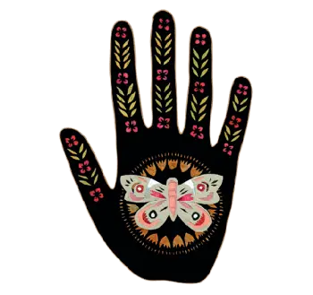 Vinyl Sticker of Hand with a Butterfly Design on the Palm
