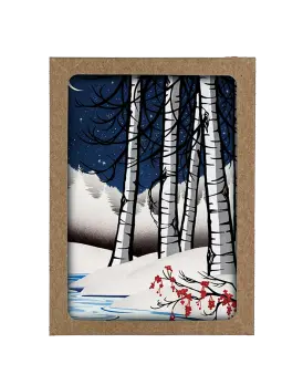 Box of birch trees in the snow