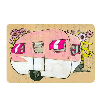 Vinyl Sticker of Pink Camper