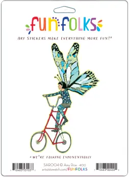 Vinyl Sticker of Butterfly Girl Riding a Bike