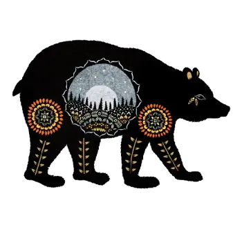 Vinyl Sticker of Black Bear with Design of Forest on It