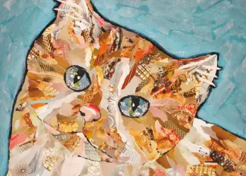 Stained Glass Mosaic of an Orange Tabby Cat Card