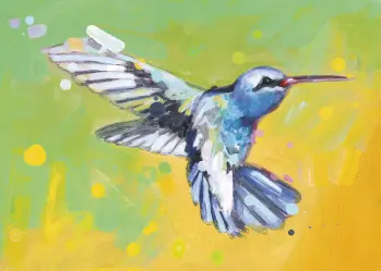 Box of colorful handpainted hummingbirds