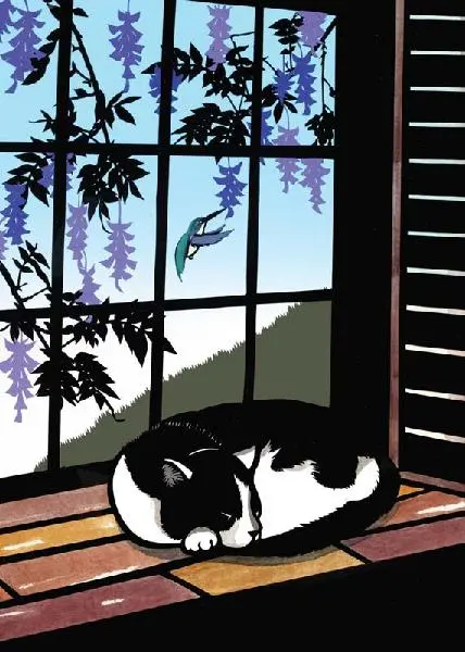 Cat sleeping on a window sill